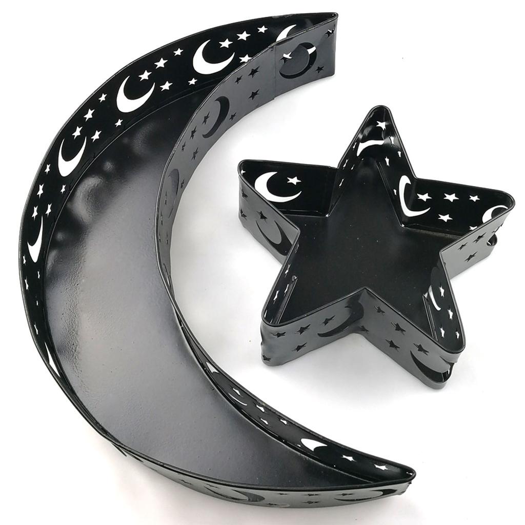 Moon Star Dinner Plate Tray Hollow Pattern Rounded Edges Rust Prevention Moon Star Serving Tray for
