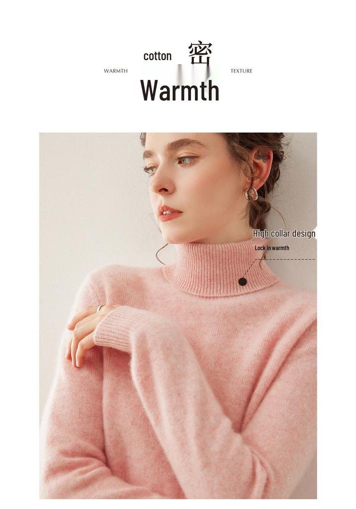 Women's Half-High Collar Cashmere Pullover: Warm, Slimming Knitwear for Autumn & Winter