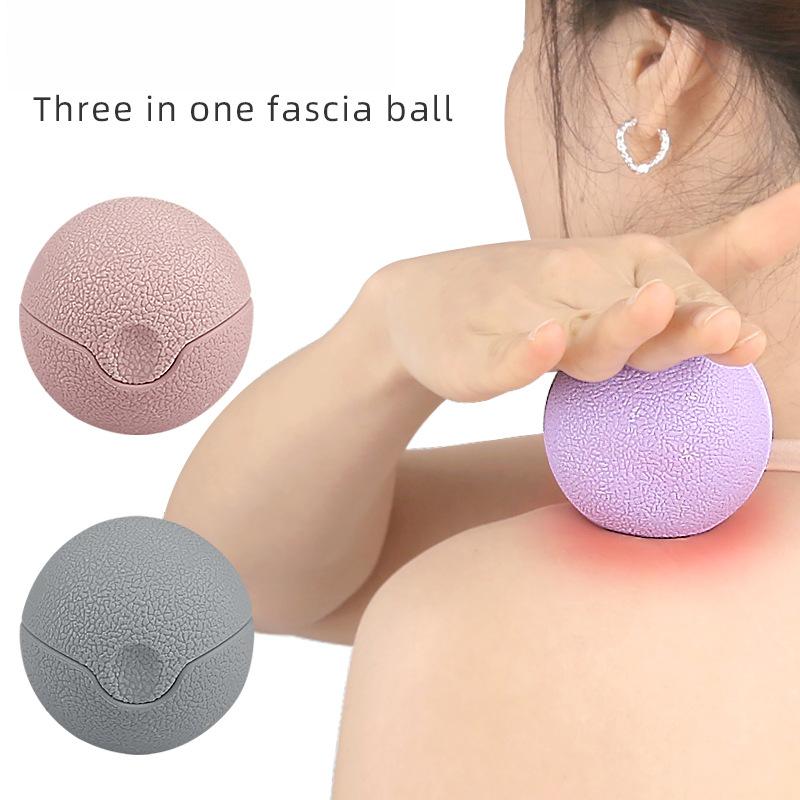 3-In-1 Massage Ball TPE Fascia Ball Handheld Massager Yoga Fitness Muscle Relaxation Rolling Ball Removable
