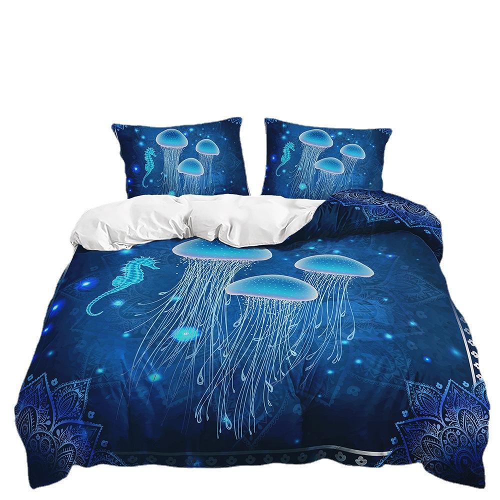 Bed Three-Piece Marine Animal Kit Sea Turtle Shark Quilt Cover Two-Piece Bedroom