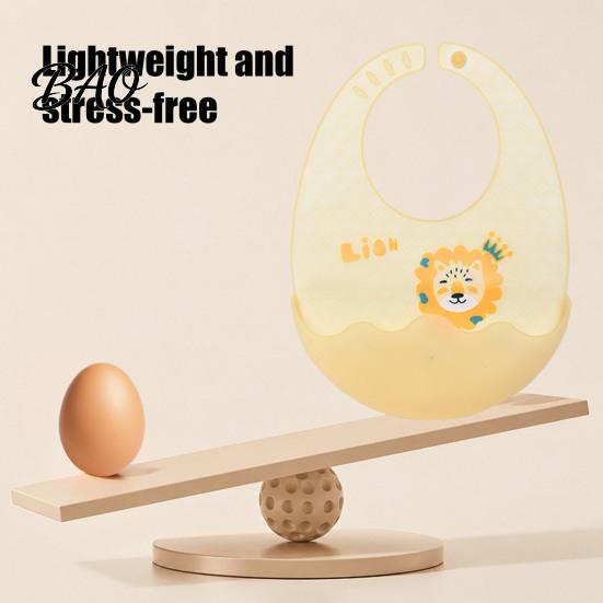 Adjustable Neck Bibs Silicone Baby Bib with Food Catcher Pocket, Waterproof Lightweight Babies Feeding Bib, Foldable for Infant Toddler