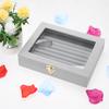 Velvet Jewelry Box with Glass Cover Jewelry Rings Stud Organizer Tray Box Portable Earrings Necklace Jewelry Display Holder Case