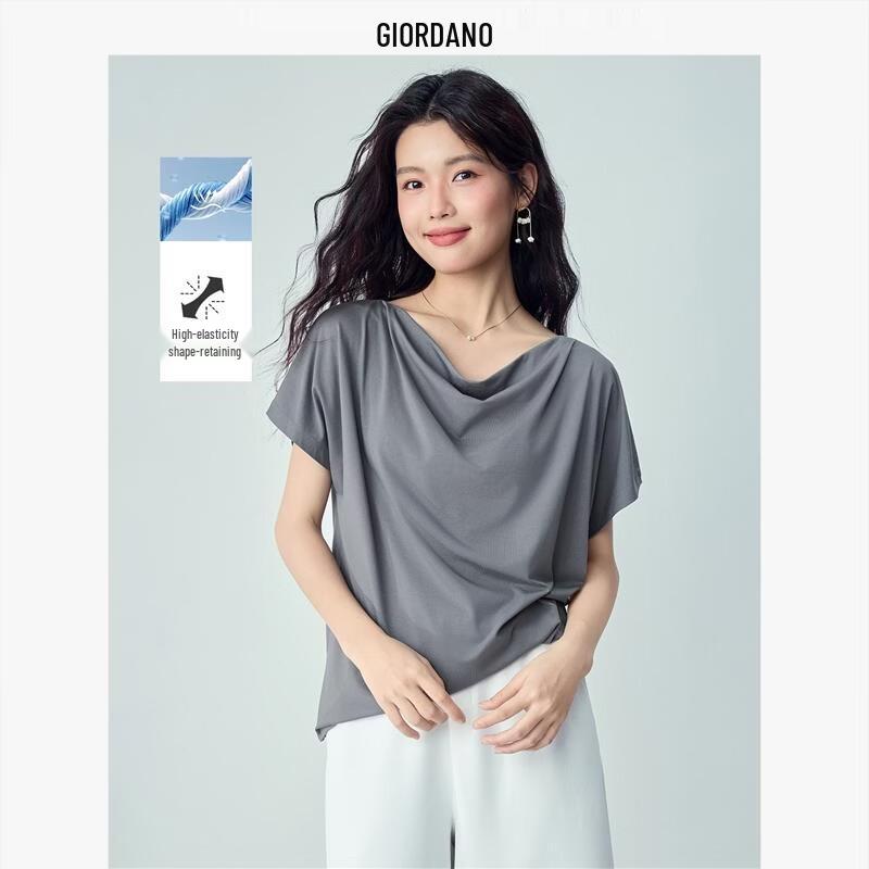 Giordano Women s Loose Knit Cowl Neck Short Sleeve Top M