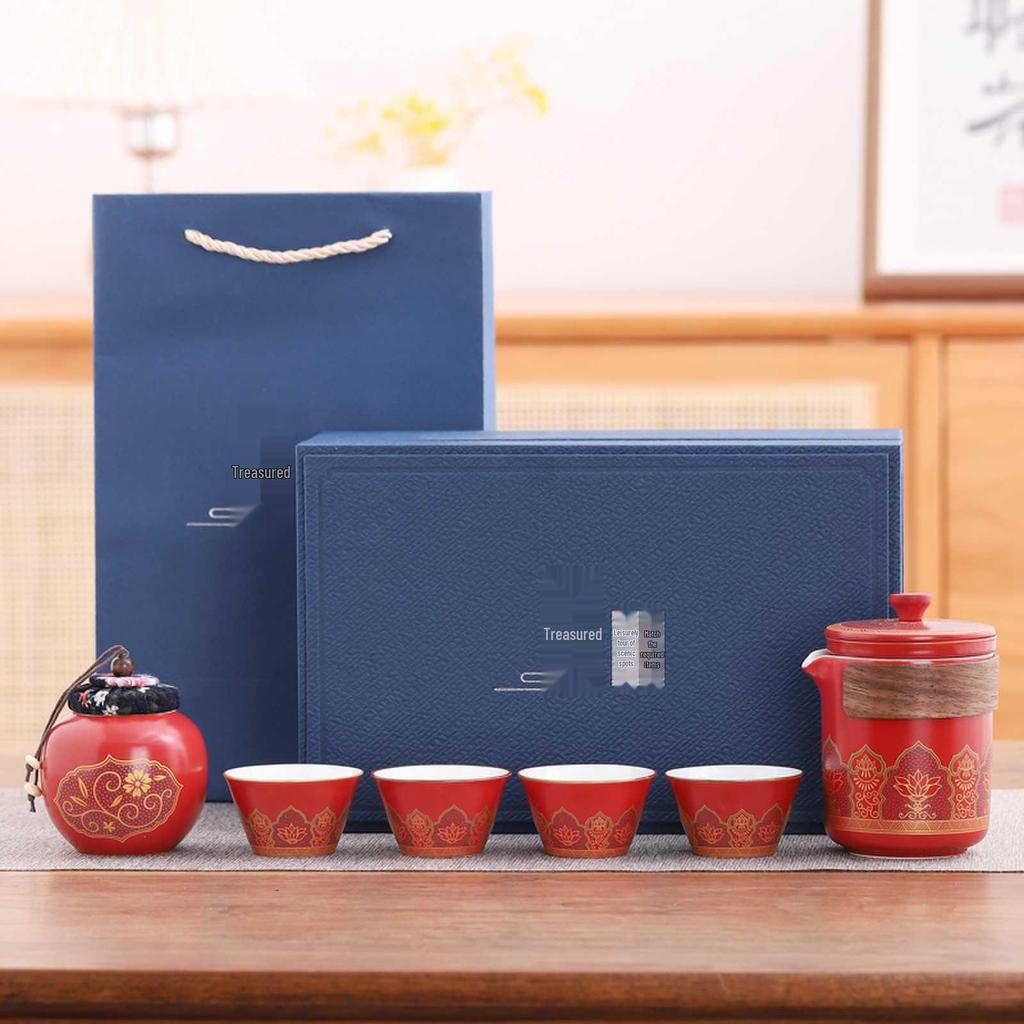 Portable Ceramic Gongfu Outdoor Tea Set with Kuaike Cups - Ideal for Business Gifts and Travel.