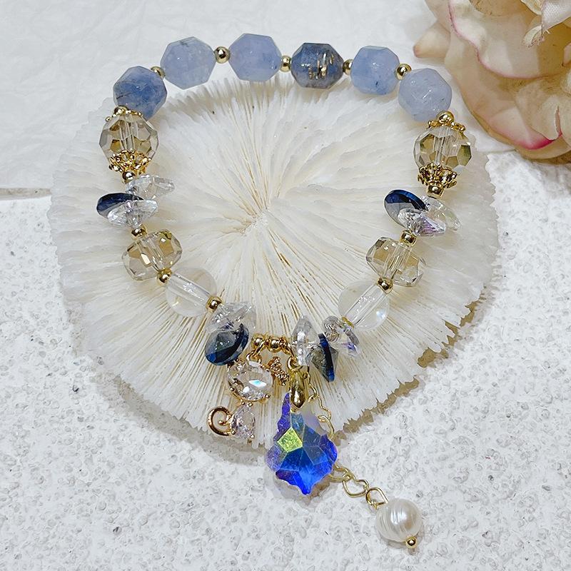 

Женский браслет с подвеской Lucky Cat ярких цветов с бриллиантами и кристаллами синий