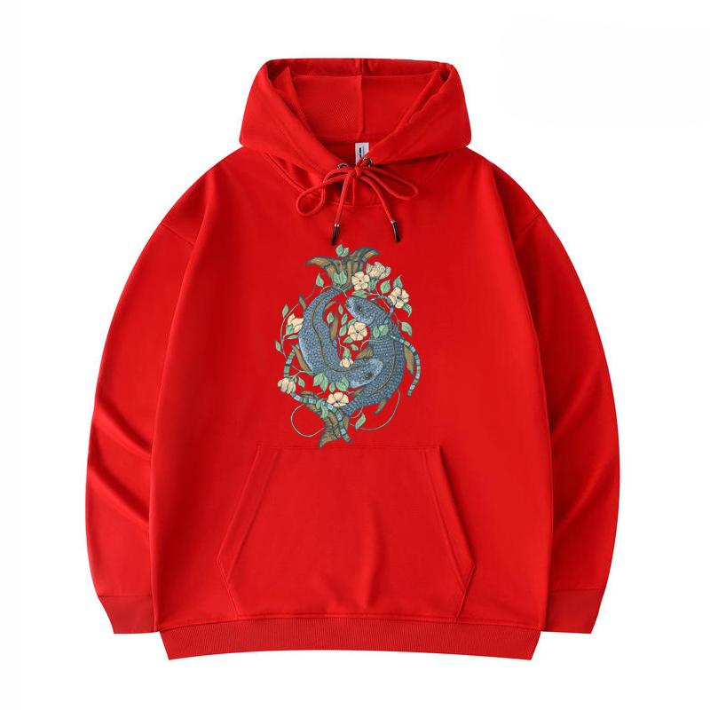 

Men s Hoodies Carps Print Funny Harajuku Style Twill imitation cotton Hoodies
