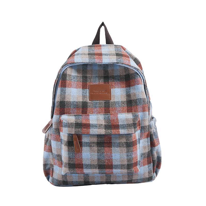 Schoolbag retro plaid backpack college student casual backpack women's plaid backpack student schoolbag large capacity backpack
