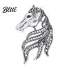 Horse Head Brooch Retro Rhinestone Pin Women Men Zinc Alloy