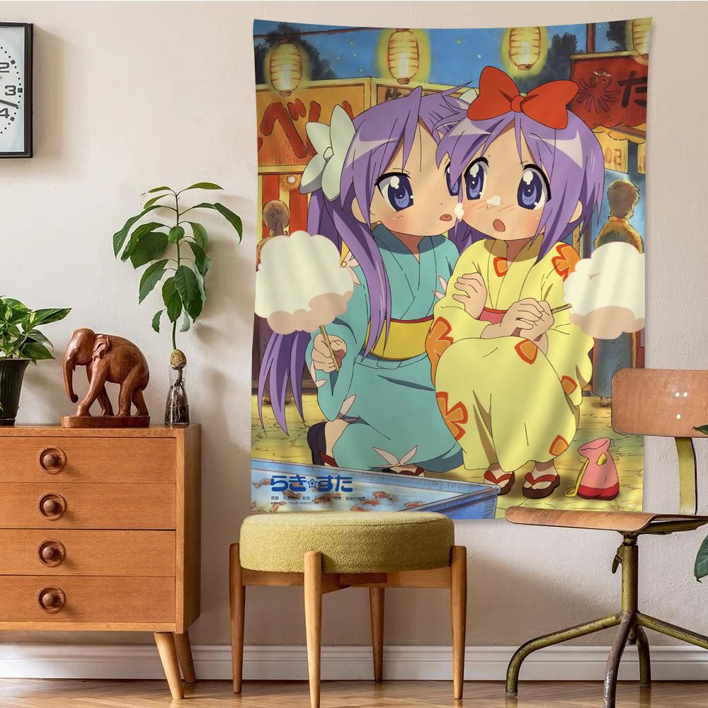 Lucky Star Anime Comedy Tapestry  Colorful Bohemian Wall Tapestries Mandala Wall Art Decor for Home Rental House  Dorm