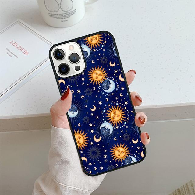 Vintage Moon and Sun Stars Phone Case For iPhone 17 Air 13 12 14 15 16  Cover For Apple Pro Max 6S Plus Coque