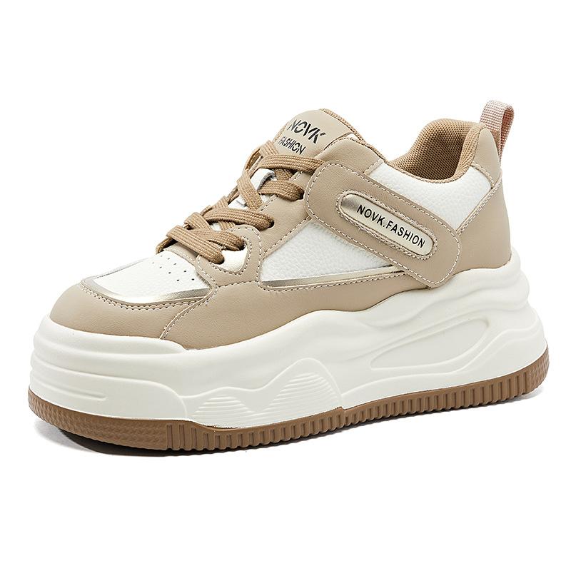 Fashion 8.5CM Women's Breathable Mesh Sneakers Autumn New Style Versatile Thick Bottom Casual Sports White Shoes Comfortable All Match