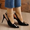 Ladies Shoes 2023 Fashion Slingbacks Women's High Heels New Metal Decoration Office and Career Sexy Pointed Toe Heels Women
