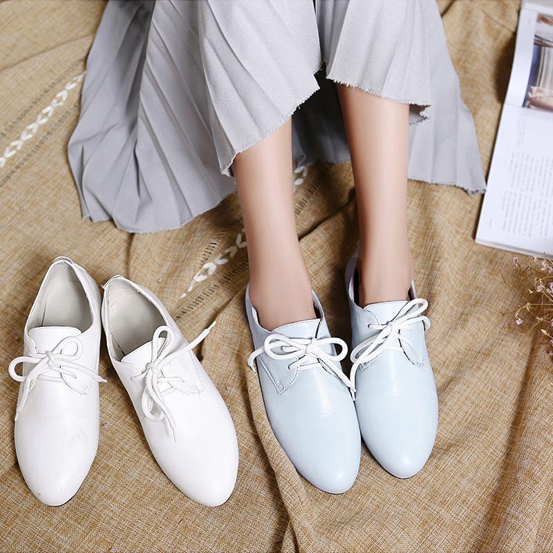 Scarpe basse da donna a stringa moda stile college britannico casual scarpe basse comode taglie grandi a taglio basso