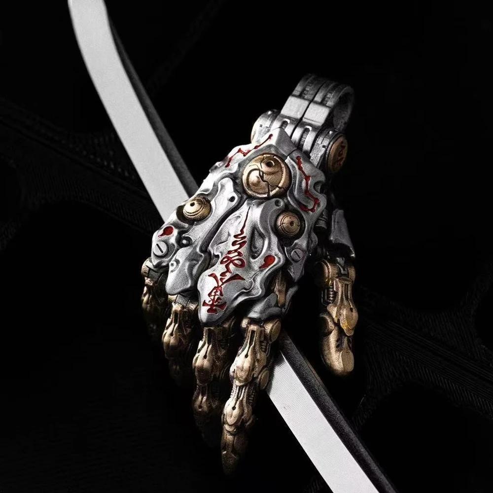 Non-Toxic Gothic Retro Mechanic.Al Hand Keychain - Damping Articulated Pendant Multi-Use Bag Charm Desktop Office Ornaments Gifts