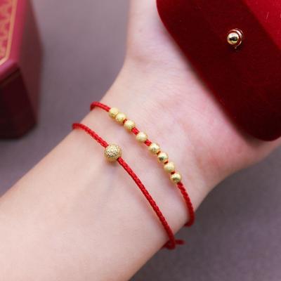 Zodiac Armband mit goldenen Perlen und rotem Faden: Klassisches, vielseitiges, personalisiertes Design für Frauen - Neujahrsstil