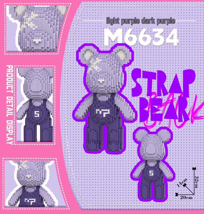 Mengpin Transparent Bear Micro Bricks Puzzle Toy for Kids - Brain Teaser Birthday Gift Figurine