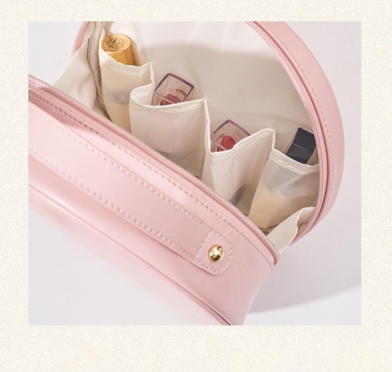 Waterproof Half-Circle Lipstick Makeup Bag - Large Capacity Travel Handbag