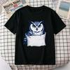 Blue Owl In Pocket Graphic T Shirt Unisex Women Casual Cotton Short Sleeve Cute Animal Print Tee Streetwear