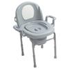 Bedside Commode Chair 3 Levels Height Adjustable PU Padded Anti Slip Sealed Lid Commode with 2 Internal Buckets for Adults