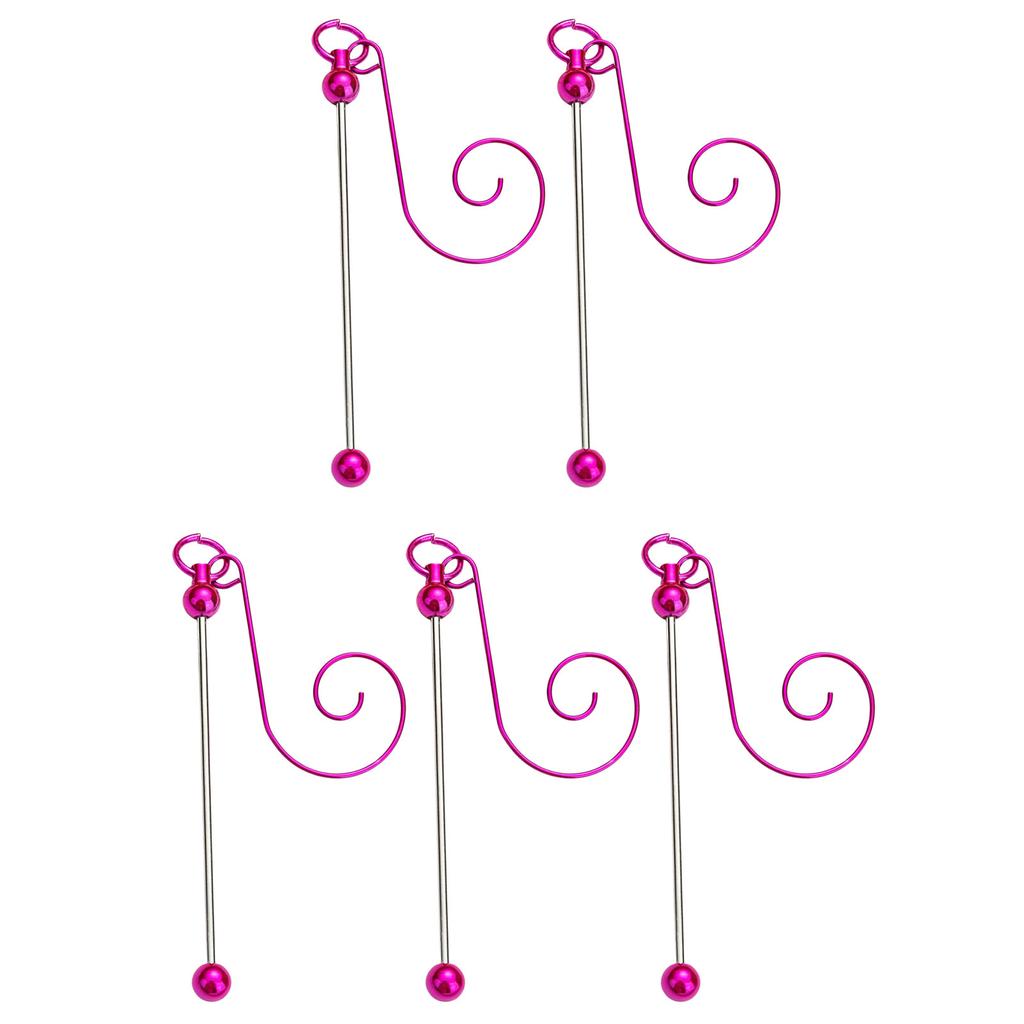 5 Pieces Colorful Metal Hanging Hooks for Christmas Ornament and Craft Projects Beadable Hangers Jewelry Accessories