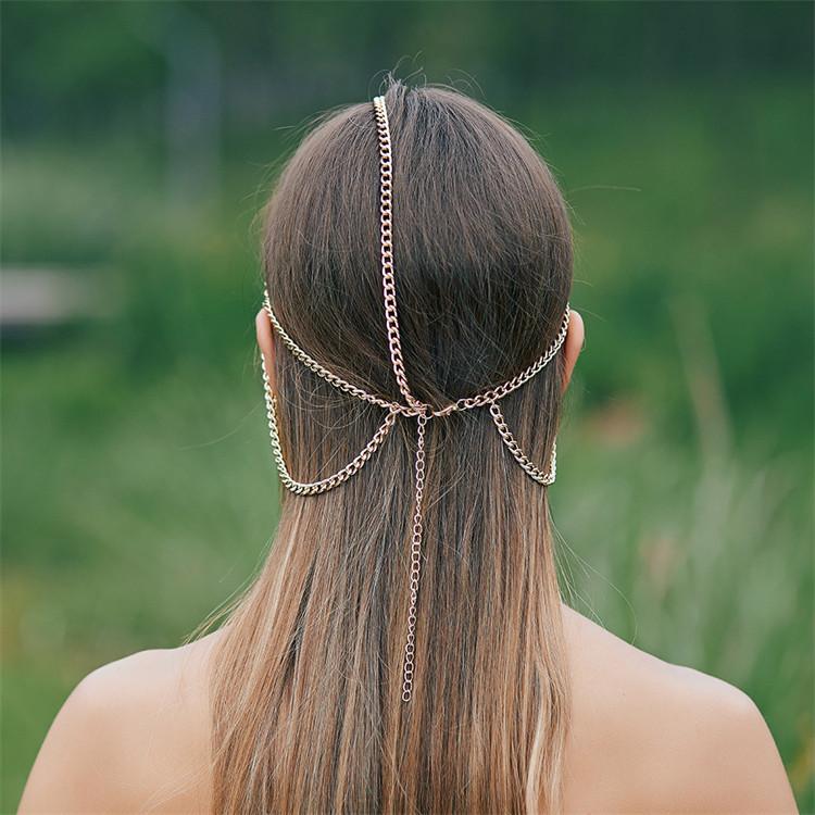 Punk Party Mask Alloy Chain Headwear for Nightclub Dance Party Hair Accessories Head Chain