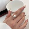 925 Silver Round Pearl Ring Wedding Adjustable Rings For Women Jewelry Money 925