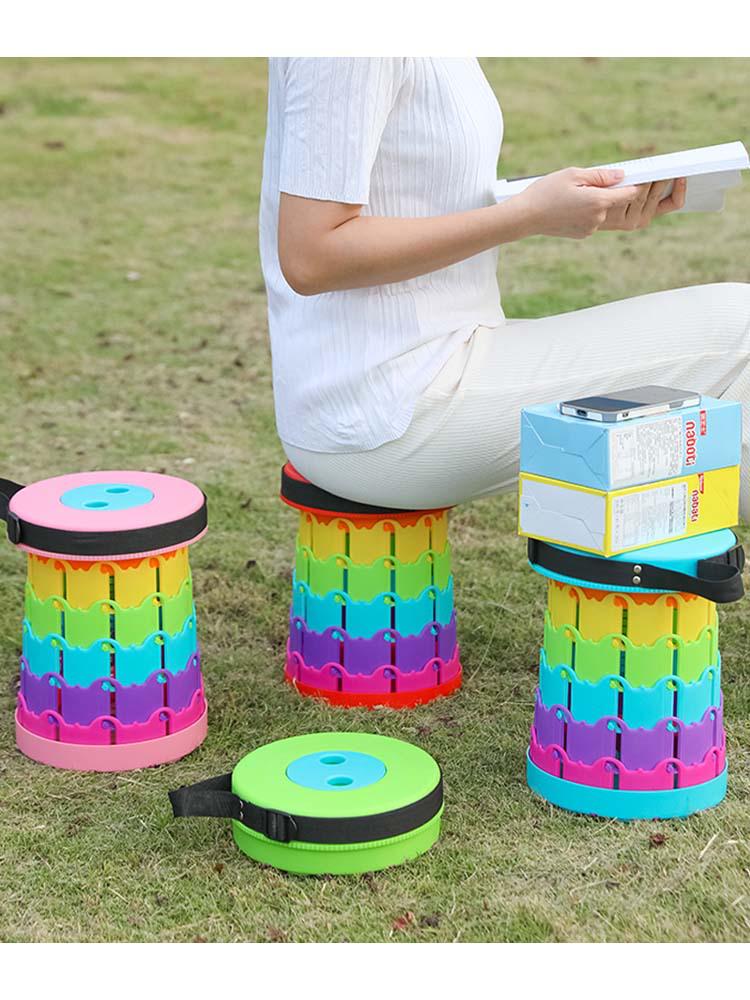 Rainbow Telescopic Adjustable Folding Stool for Leisure, Fishing, and Household Use