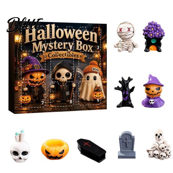 Collectibles for Sand Table Landscaping Halloween Advent Calendar with 9 Mini Resin Figures Day Spooky Countdown Miniature Horror Theme Ornaments To