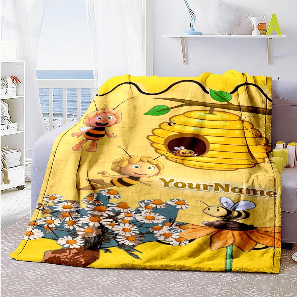 Biene Maja Customize Text Blanket Throw Customizable Blanket Ultra-Soft Versatile for Sofa Livingroom Bedding Chair Four Seasons Multipurpose