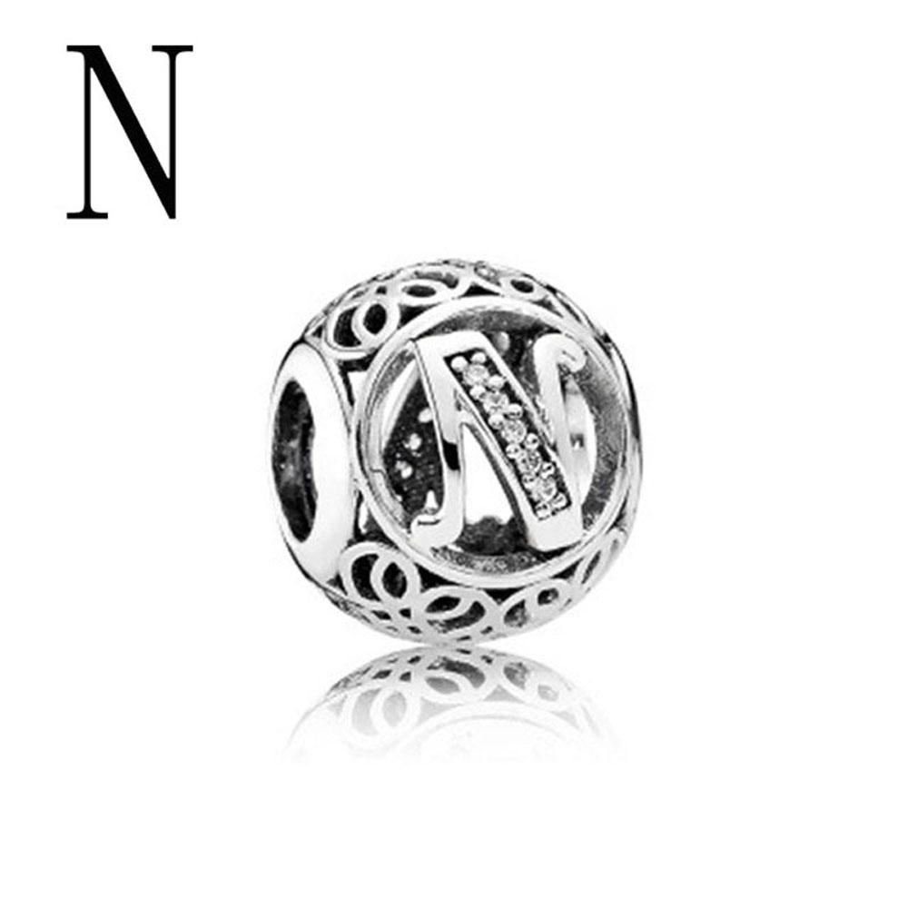 European Plated Copper Fine Round 26 Letter A D H Beads Charm Fit Diy Bracelet For Women Jewelry