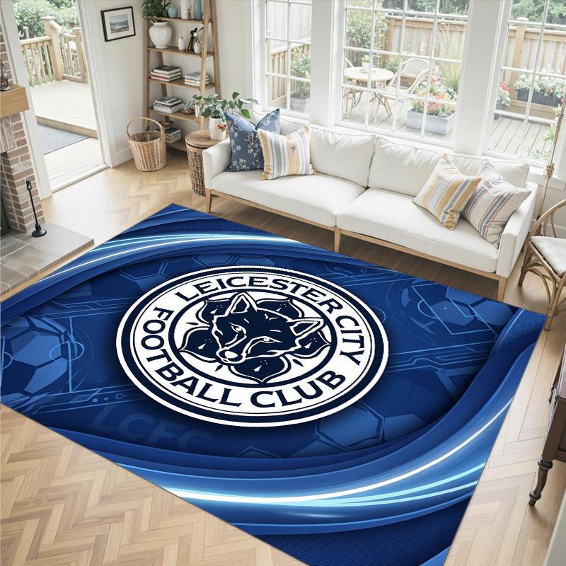 Leicester City Football Design Crystal Velvet Carpet Cozy Non?Slip Printed Rug For Bedroom Living Room Entrance