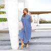 2022 Casual Bikini Cover-ups Blue Tunic Sexy Striped Front Open Summer Beach Dress Elegant Women Beach Wear Swim Suit Cover Up Q1097