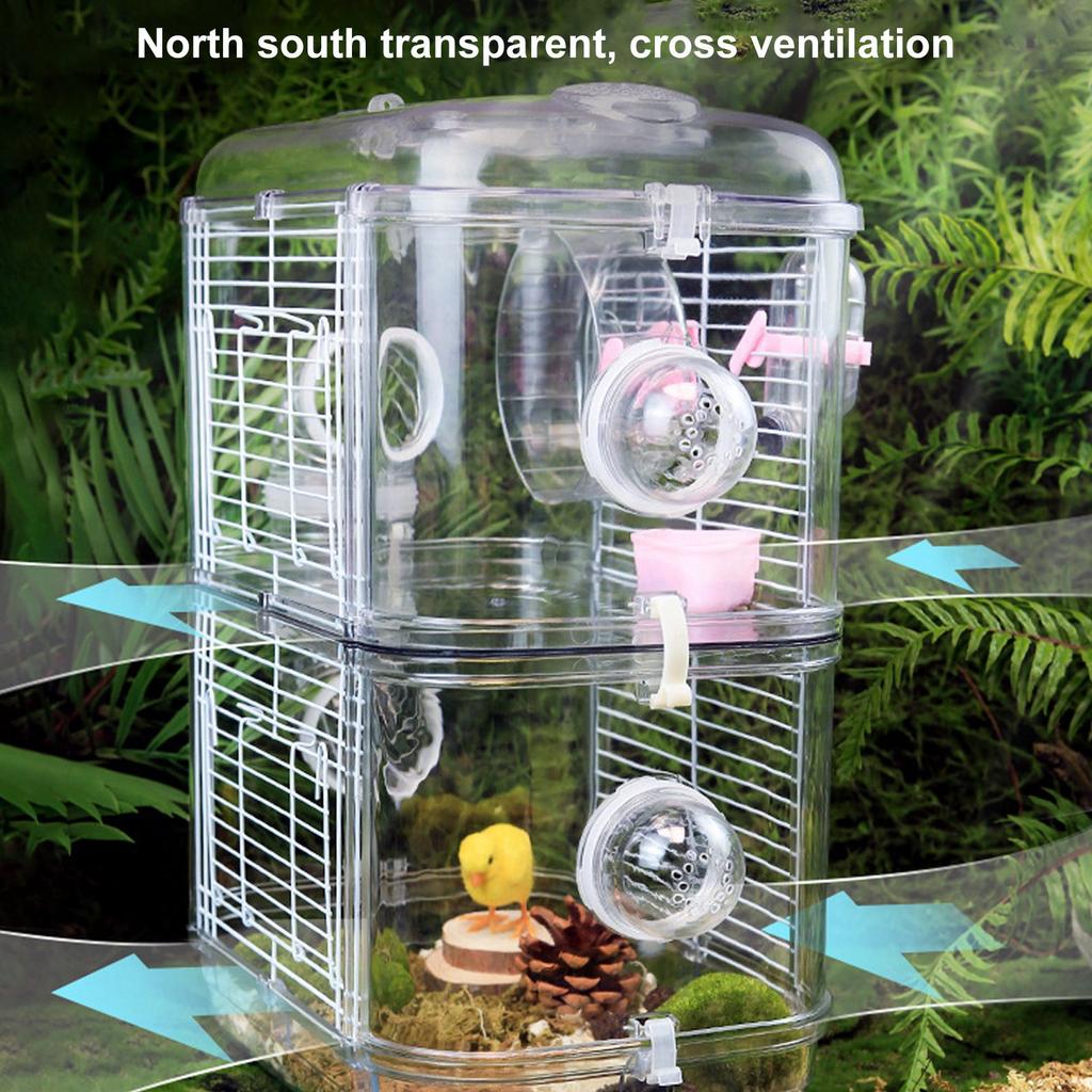 Hamster Cage Double Layer Iron Wire Fun Interactive Mice Small Animal Castle House with Water Bottle and Running Wheels