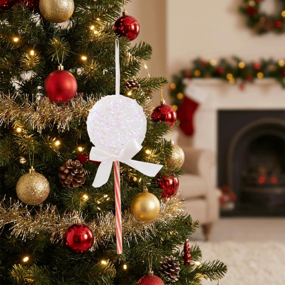 4PCS Foam Ball Candy Christmas Tree Decoration Sequins Bow Realistic Christmas Balls Pendants Shatterproof