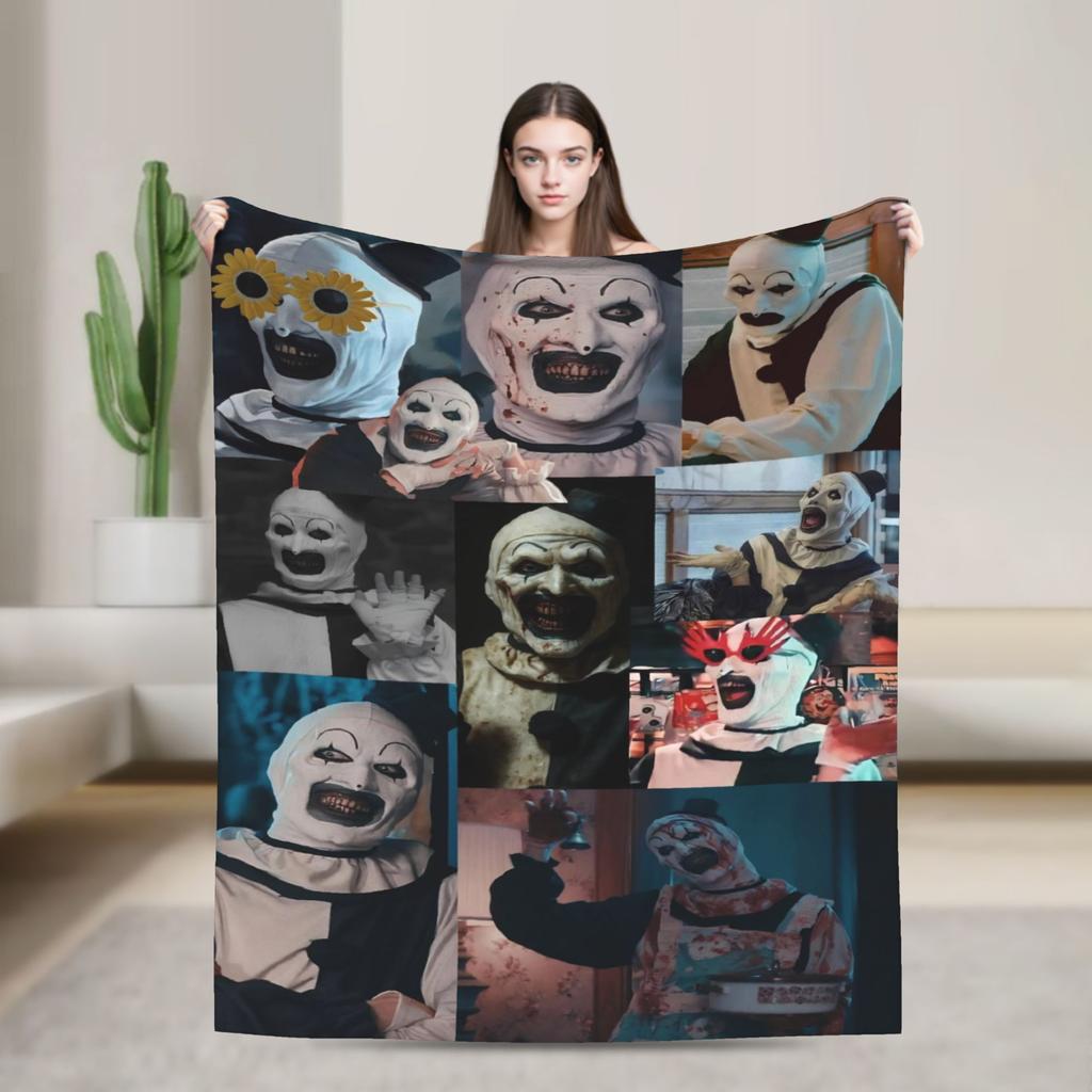 Art The Clown Terrifier Flannel Blanket Horror Movie Funny Throw Blanket For Home 200X150Cm Quilt