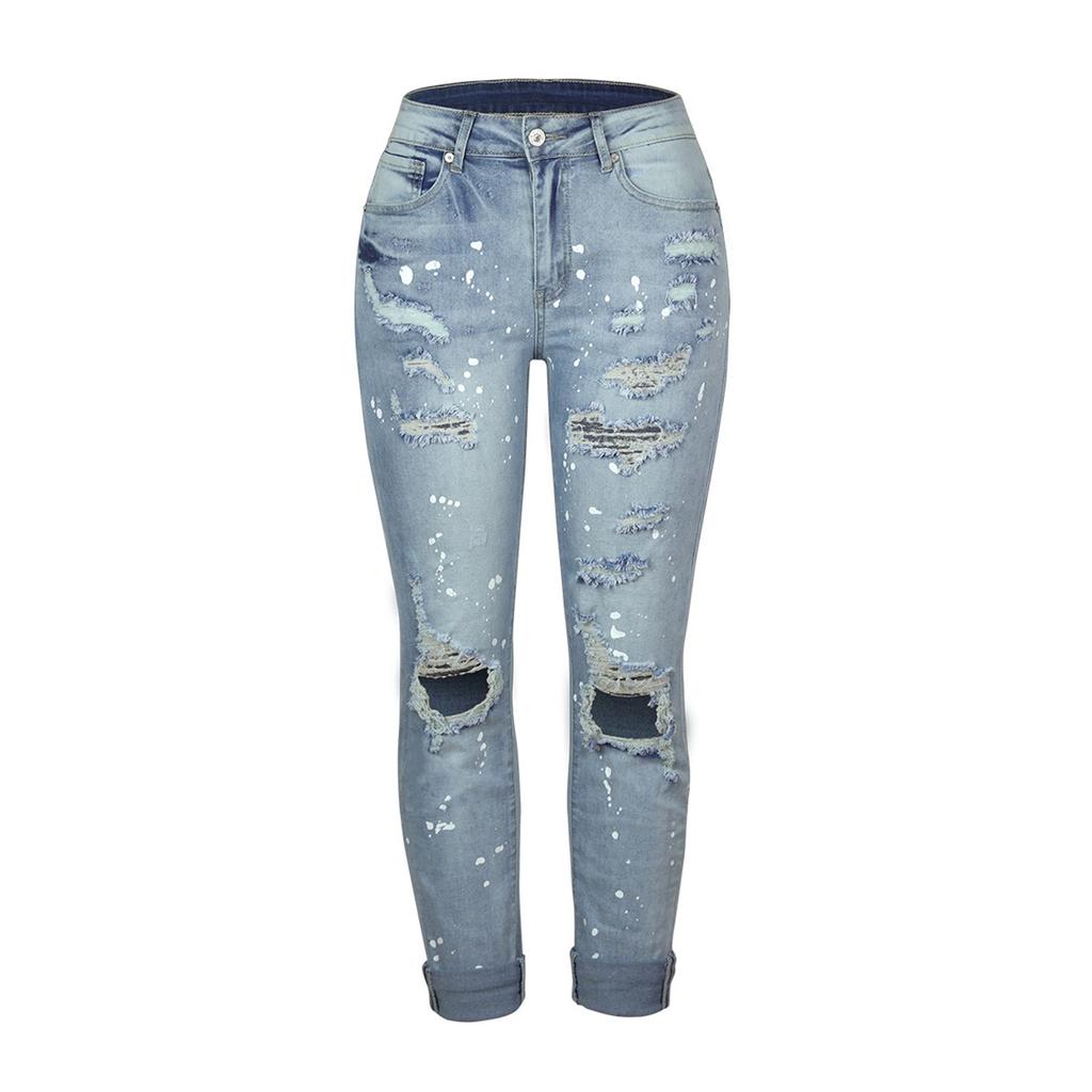Women's Jeans Slim Hole Stretch Women's Jeans Trousers Women Pants
