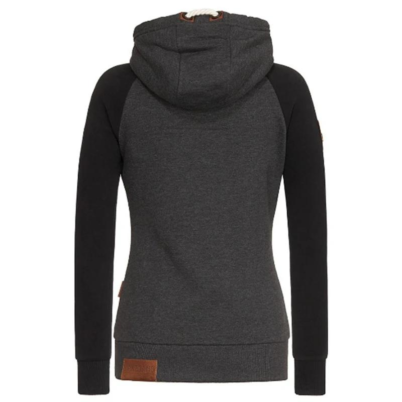 Moletom com Capuz de Cor Contrastante para Outono para Mulheres Hoodie Pulôver Moletons