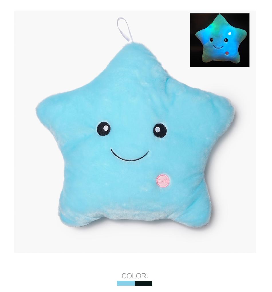 Night Light Lovely Stars Star Colorful Light Up Glow Pillow Soft Cosy Relax Cushion Xmas Gift