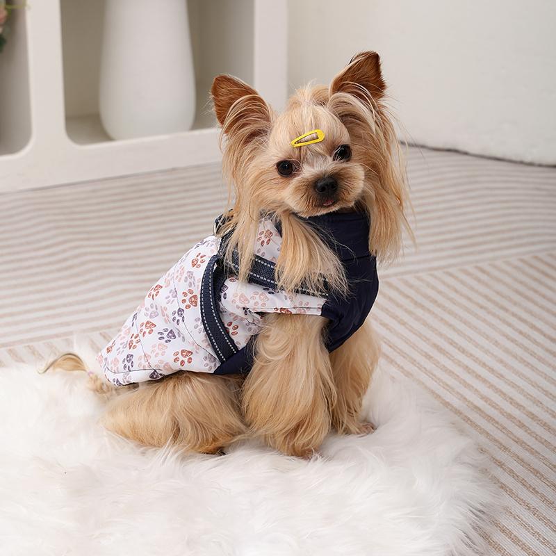 Dog Jacket With Harness Winter Warm Reflective Chihuahua Pug Coat Pet Vest Clothes For Small Medium Dogs Cat Dog Costume Outfits