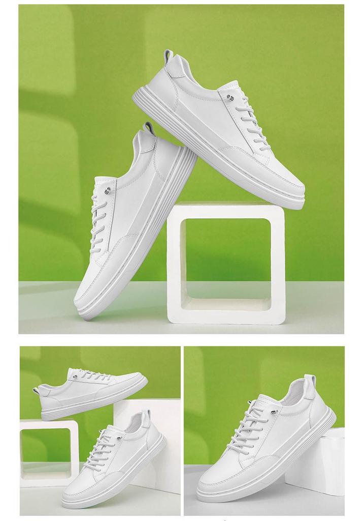 Men's Genuine Leather Slip-On Sports Casual Shoes with Thick Sole