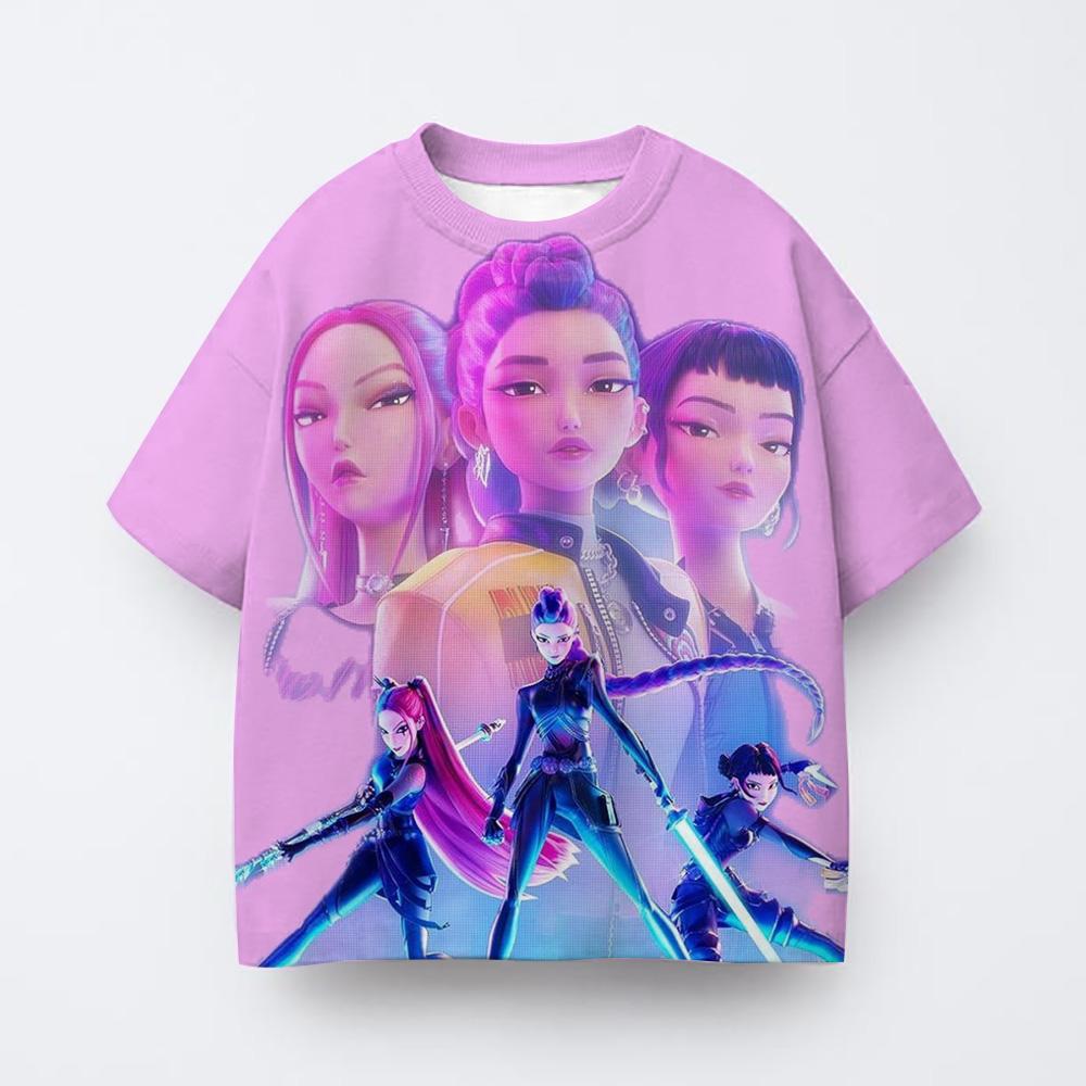 Summer Girl Clothes Kpop Devil Hunter Cartoon T-shirt Fun Gift for Fans Harajuku Cool Children's T-shirt Summer Top 2025