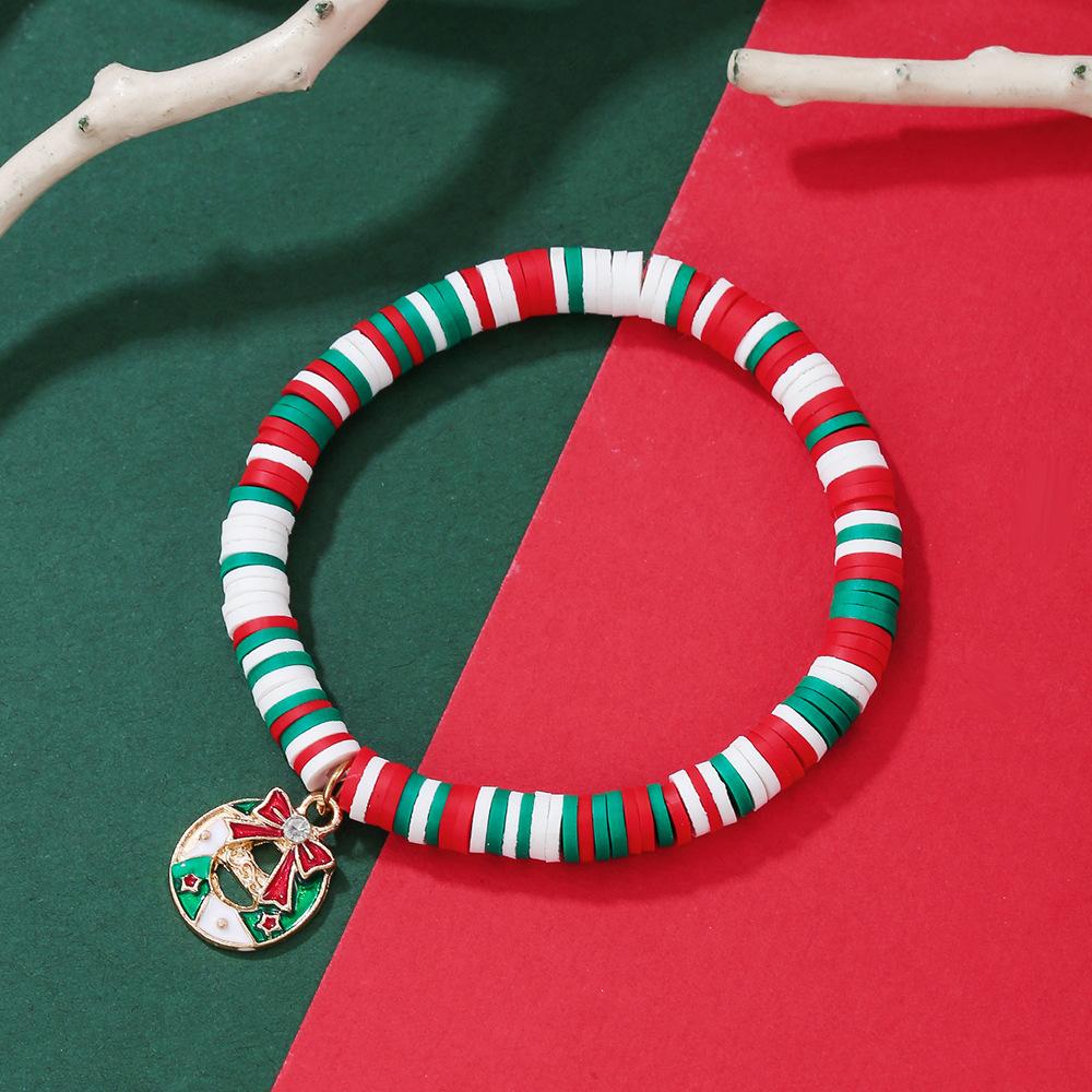 European and American Christmas popular soft pottery bracelet, elk snowman Christmas tree alloy pendant, gift jewelry