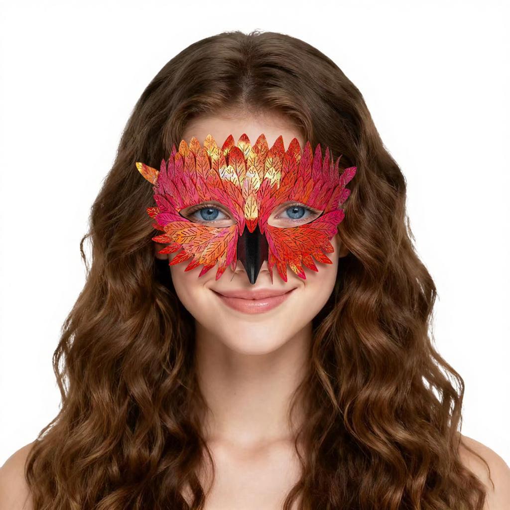 Glänzende Phönix-Vogel-Maskerade-Maske Kostüm Karnevalsparty Augenmaske Kunstleder Schnabel Gesichtsschutz Halloween Kostüm