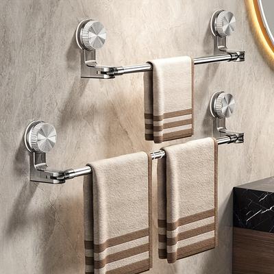 Bathroom Suction Cup Towel Holder Retractable 30-60cm No Drilling Towel Rack Kitchen Bathroom Towel Slippers Organizer Shelf Acc