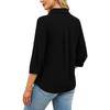 Damen V-Ausschnitt Gestreifte Bluse 3/4 Ärmel Business Casual Oberteil für die Arbeit