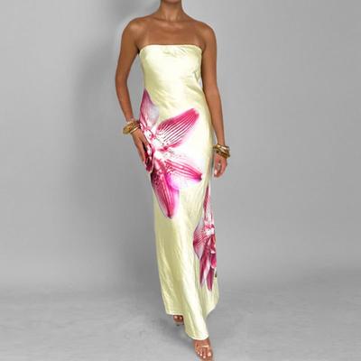 Neues Sommer Damen Bedrucktes Hot Girl Mesh Schlitzkleid für Frauen