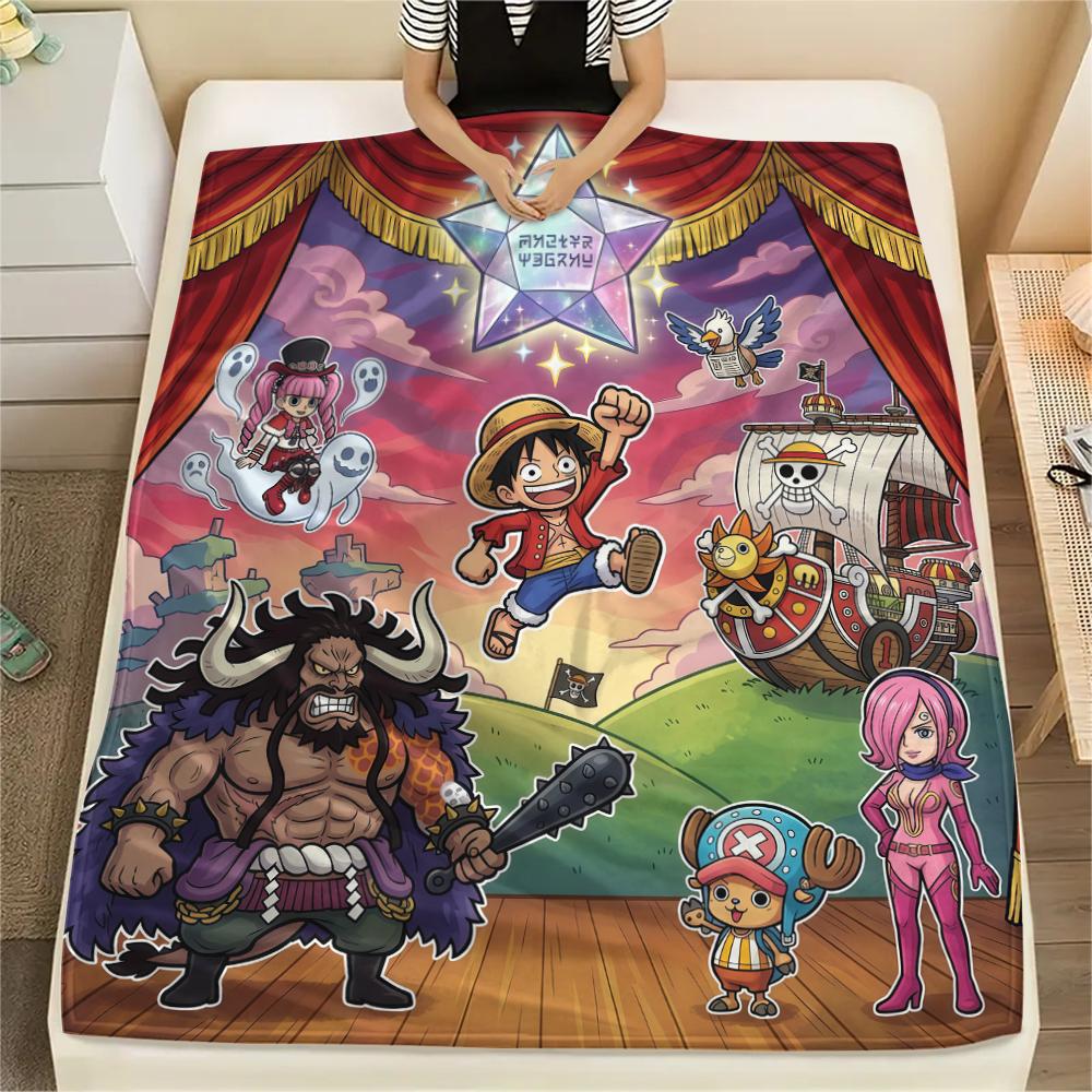 

Cartoon version of One Piece membersPrint Flannel Blanket, High quality Comfortable for All Seasons, Home Decor, Warmth and Comfort 80cm x 120cm