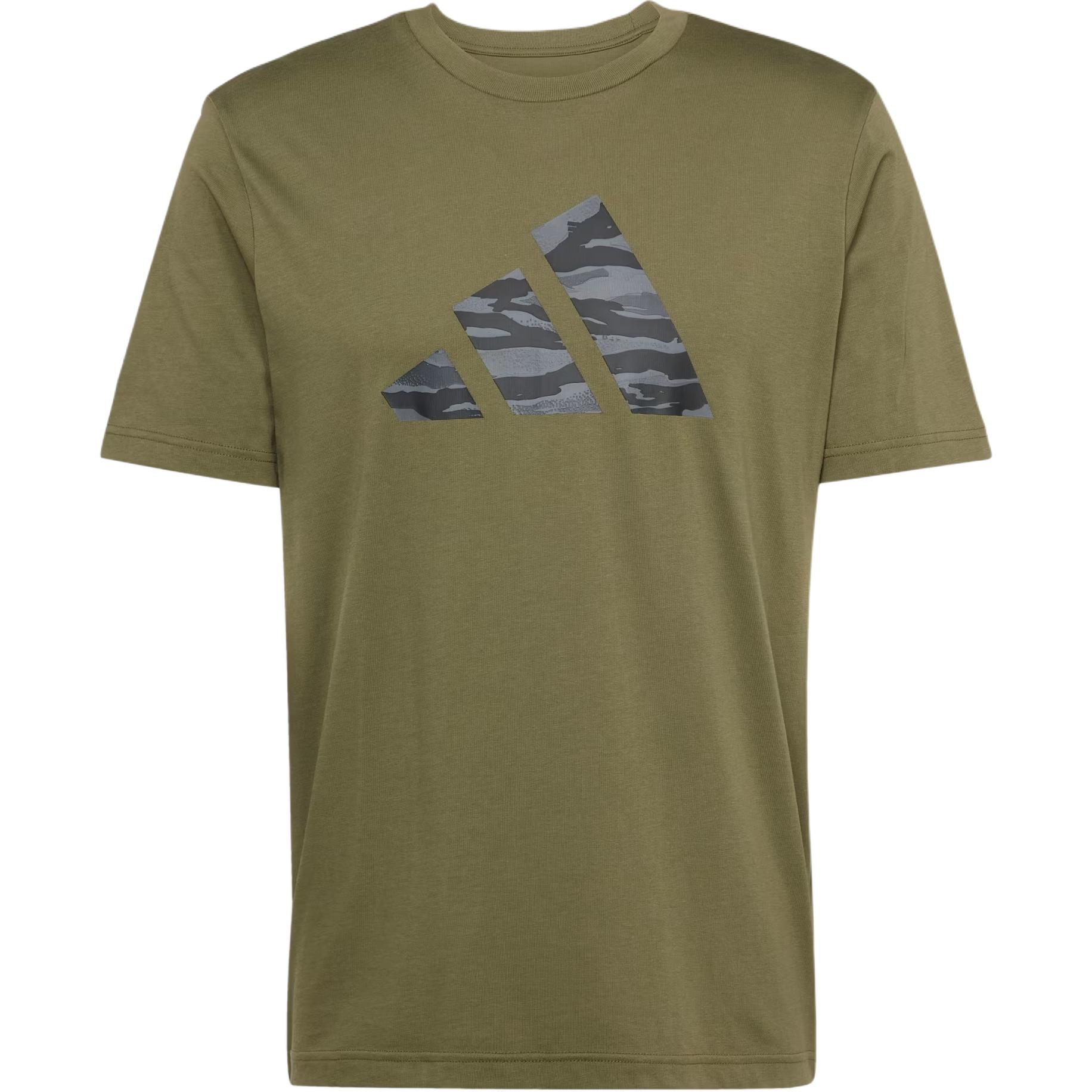 Adidas Logo Camouflage Print Round Neck Short Sleeve T-Shirt Men tops Olive-Green JI6768 XS