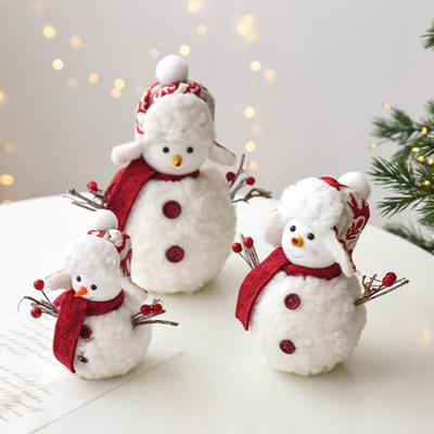 1pc Knitted Christmas Snowman Ornaments Desktop Decorations Small Holiday Party Figurines Holiday Party Decorations