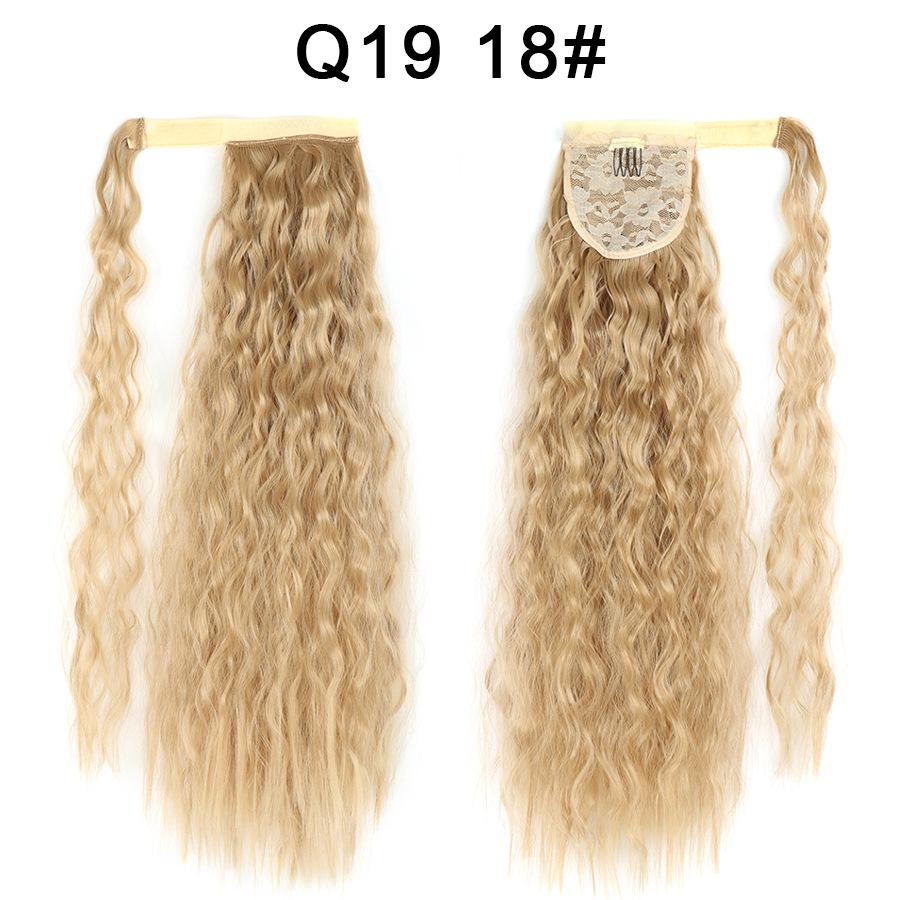 Synthetic Long Curly Clip In Hair Extensions Ponytail Hair Wig Heat-Resistant Curly Pony Tail Wig For Women